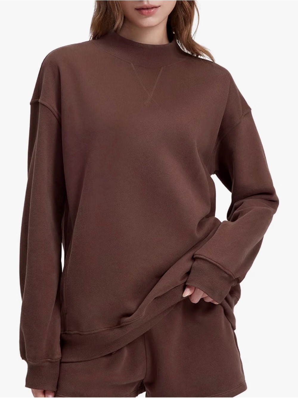 Women Cotton Mock Neck Sweatshirts Oversized Long Sleeve Pullover m
